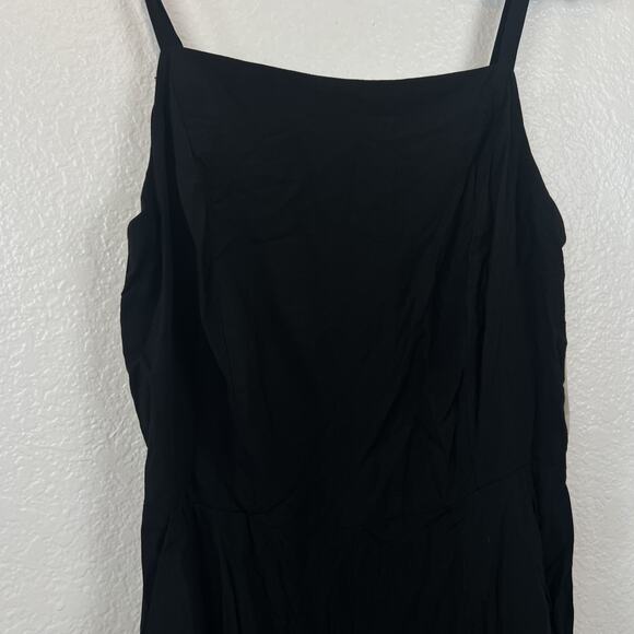 Old Navy Jumpsuit Womens Medium Black Square Neck Wide Leg Minimal Casual READ - Picture 2 of 16